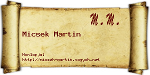 Micsek Martin névjegykártya